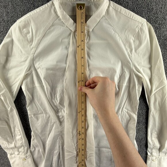 Brunello Cucinelli Women White Long Sleeve Button Up Shirt Large Cotton Blend - Picture 2 of 16